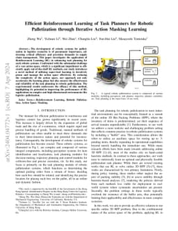 Efficient Reinforcement Learning of Task Planners for Robotic
  Palletization through Iterative Action Masking Learning