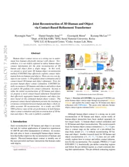 Joint Reconstruction of 3D Human and Object via Contact-Based Refinement
  Transformer