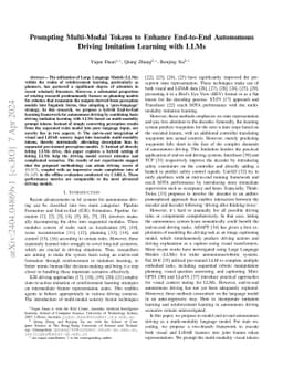 Prompting Multi-Modal Tokens to Enhance End-to-End Autonomous Driving
  Imitation Learning with LLMs
