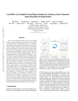 CycleINR: Cycle Implicit Neural Representation for Arbitrary-Scale
  Volumetric Super-Resolution of Medical Data