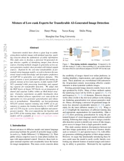Mixture of Low-rank Experts for Transferable AI-Generated Image
  Detection
