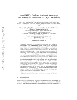 MonoTAKD: Teaching Assistant Knowledge Distillation for Monocular 3D Object Detection