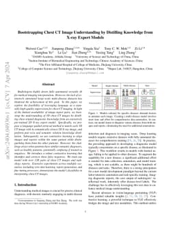 Bootstrapping Chest CT Image Understanding by Distilling Knowledge from
  X-ray Expert Models
