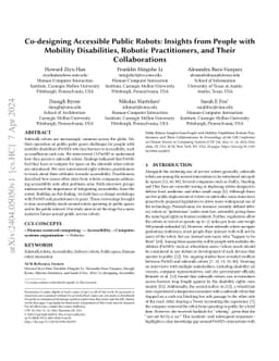 Co-design Accessible Public Robots: Insights from People with Mobility
  Disability, Robotic Practitioners and Their Collaborations