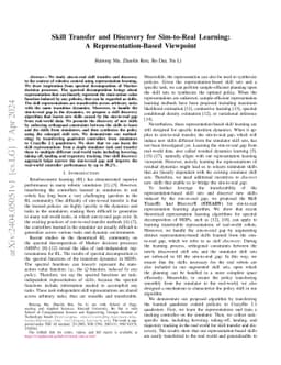 Skill Transfer and Discovery for Sim-to-Real Learning: A
  Representation-Based Viewpoint