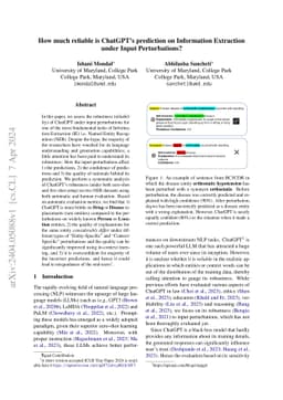 How much reliable is ChatGPT's prediction on Information Extraction
  under Input Perturbations?