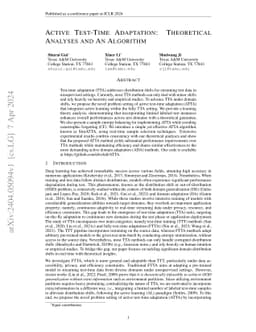 Active Test-Time Adaptation: Theoretical Analyses and An Algorithm