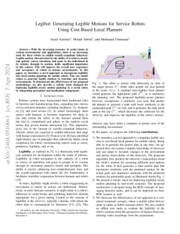 Legibot: Generating Legible Motions for Service Robots Using Cost-Based
  Local Planners