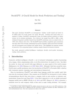 StockGPT: A GenAI Model for Stock Prediction and Trading