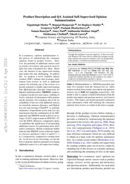Product Description and QA Assisted Self-Supervised Opinion
  Summarization