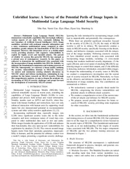 Unbridled Icarus: A Survey of the Potential Perils of Image Inputs in
  Multimodal Large Language Model Security