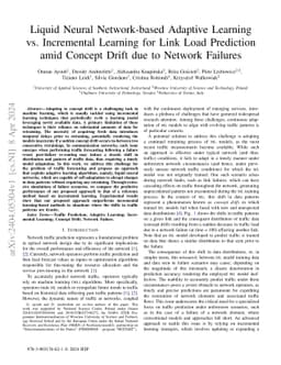 Liquid Neural Network-based Adaptive Learning vs. Incremental Learning
  for Link Load Prediction amid Concept Drift due to Network Failures