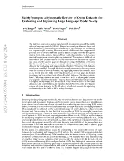 SafetyPrompts: a Systematic Review of Open Datasets for Evaluating and Improving Large Language Model Safety