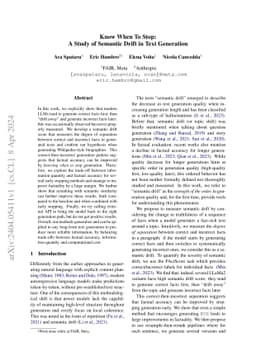 Know When To Stop: A Study of Semantic Drift in Text Generation
