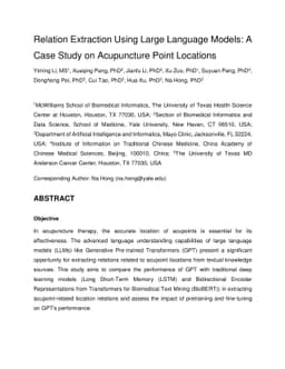 Relation Extraction Using Large Language Models: A Case Study on
  Acupuncture Point Locations