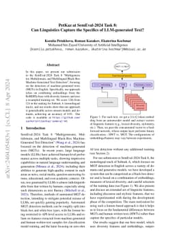 PetKaz at SemEval-2024 Task 8: Can Linguistics Capture the Specifics of
  LLM-generated Text?