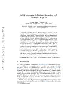 Self-Explainable Affordance Learning with Embodied Caption