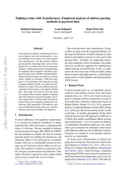 Fighting crime with Transformers: Empirical analysis of address parsing
  methods in payment data