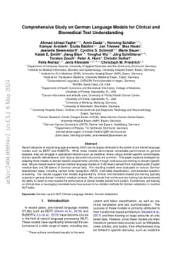 Comprehensive Study on German Language Models for Clinical and
  Biomedical Text Understanding