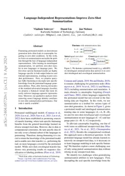 Language-Independent Representations Improve Zero-Shot Summarization