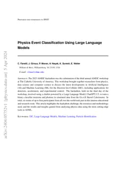 Physics Event Classification Using Large Language Models