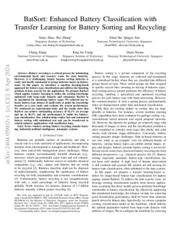 BatSort: Enhanced Battery Classification with Transfer Learning for
  Battery Sorting and Recycling