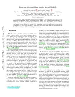 Quantum Adversarial Learning for Kernel Methods