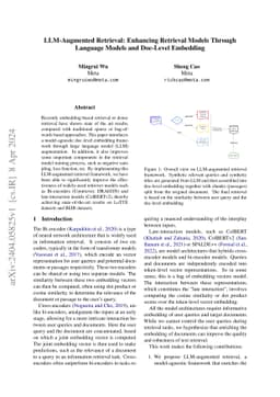 LLM-Augmented Retrieval: Enhancing Retrieval Models Through Language
  Models and Doc-Level Embedding