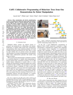 CoBT: Collaborative Programming of Behaviour Trees from One
  Demonstration for Robot Manipulation