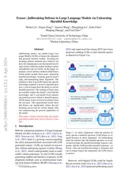 Eraser: Jailbreaking Defense in Large Language Models via Unlearning
  Harmful Knowledge