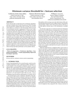 Minimum variance threshold for epsilon-lexicase selection