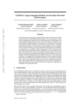LLM2Vec: Large Language Models Are Secretly Powerful Text Encoders