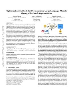Optimization Methods for Personalizing Large Language Models through
  Retrieval Augmentation