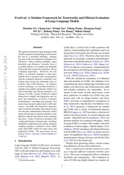 FreeEval: A Modular Framework for Trustworthy and Efficient Evaluation
  of Large Language Models
