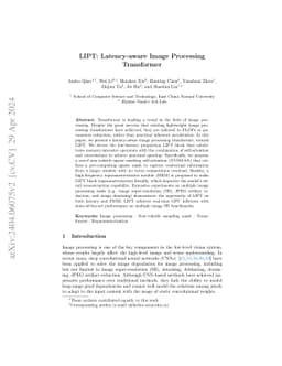 LIPT: Latency-aware Image Processing Transformer