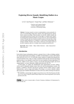 Exploring Diverse Sounds: Identifying Outliers in a Music Corpus