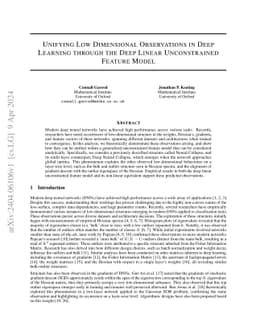 Unifying Low Dimensional Observations in Deep Learning Through the Deep
  Linear Unconstrained Feature Model