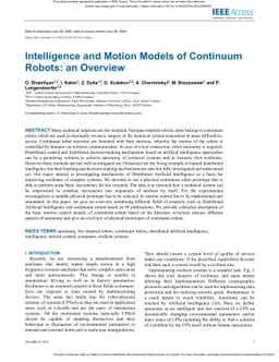 Intelligence and Motion Models of Continuum Robots: an Overview