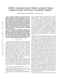 AI-MOLE: Autonomous Iterative Motion Learning for Unknown Nonlinear
  Dynamics with Extensive Experimental Validation