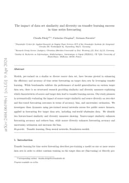 The impact of data set similarity and diversity on transfer learning
  success in time series forecasting