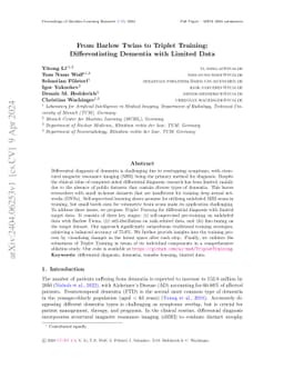 From Barlow Twins to Triplet Training: Differentiating Dementia with
  Limited Data