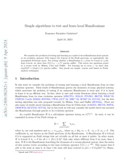 Simple algorithms to test and learn local Hamiltonians