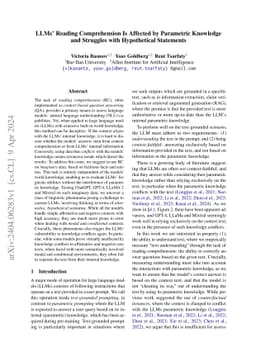 LLMs' Reading Comprehension Is Affected by Parametric Knowledge and
  Struggles with Hypothetical Statements