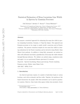 Statistical Estimation of Mean Lorentzian Line Width in Spectra by
  Gaussian Processes
