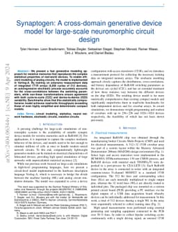 Synaptogen: A cross-domain generative device model for large-scale
  neuromorphic circuit design