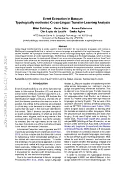 Event Extraction in Basque: Typologically motivated Cross-Lingual
  Transfer-Learning Analysis