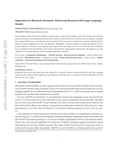 Apprentices to Research Assistants: Advancing Research with Large
  Language Models