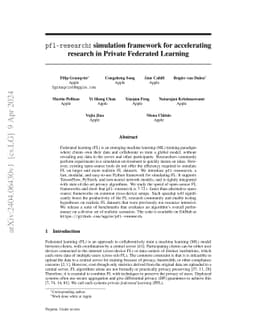 pfl-research: simulation framework for accelerating research in Private
  Federated Learning
