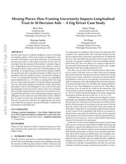 Missing Pieces: How Framing Uncertainty Impacts Longitudinal Trust in AI
  Decision Aids -- A Gig Driver Case Study