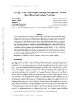 Learning Locally Interacting Discrete Dynamical Systems: Towards
  Data-Efficient and Scalable Prediction